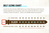 Zilker Belts Argentina sizing chart infographic.